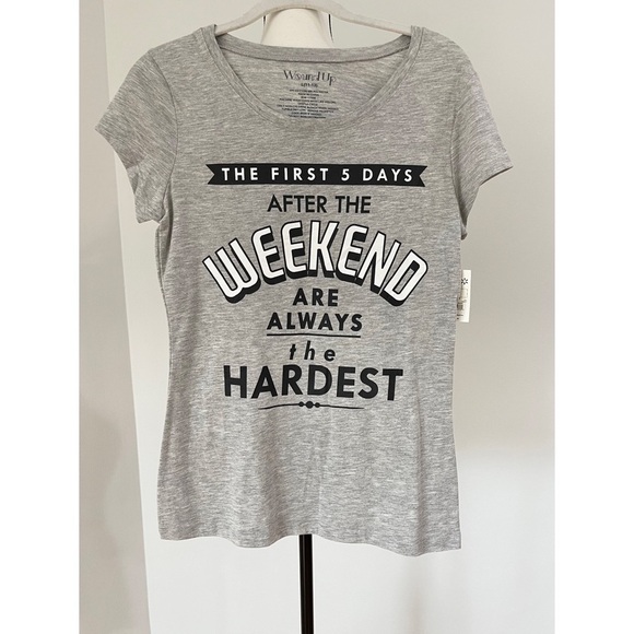 Wound Up size Junior Large 11/13 novelty tee Shirt  NWT novelty casual fun gray - Picture 1 of 9